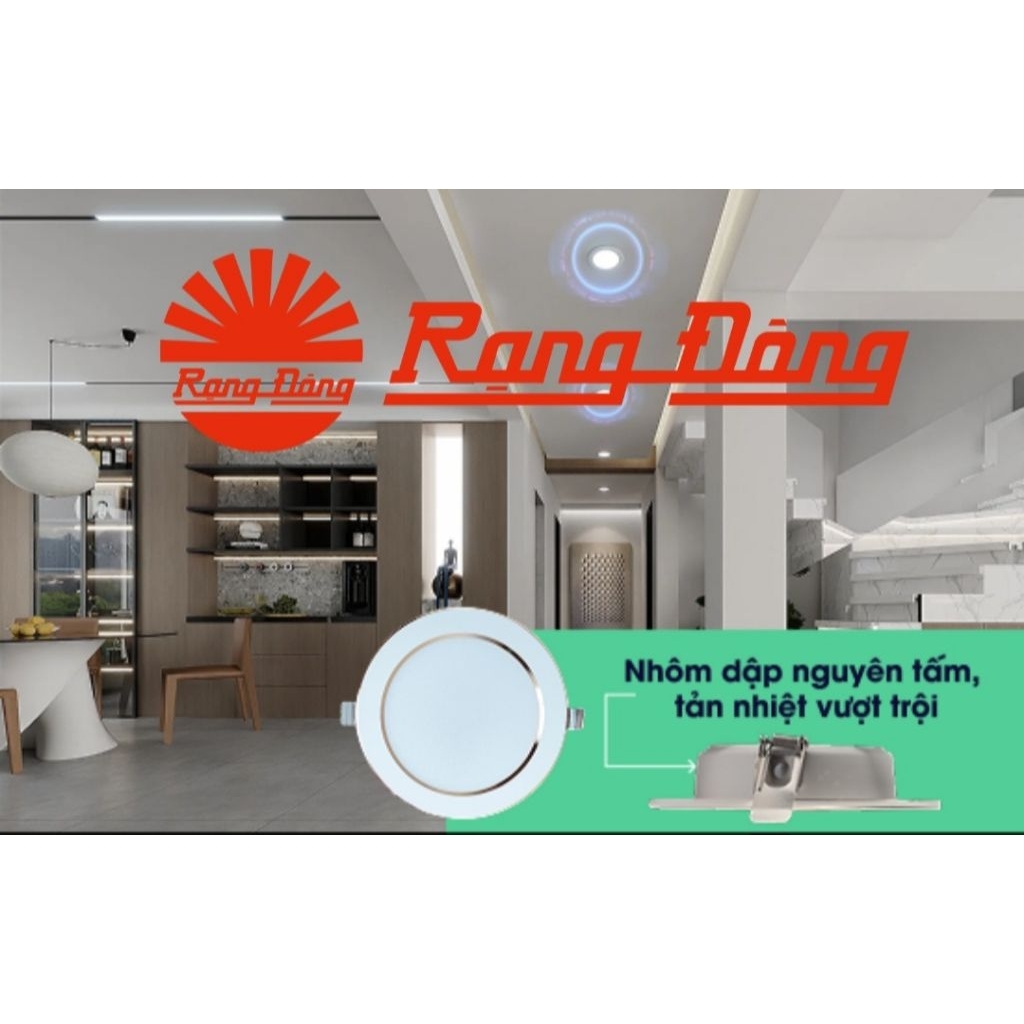 [Chính Hãng] Đèn Âm Trần Downlight At58 Liền Thân Rạng Đông, Dễ Lắp Đặt.