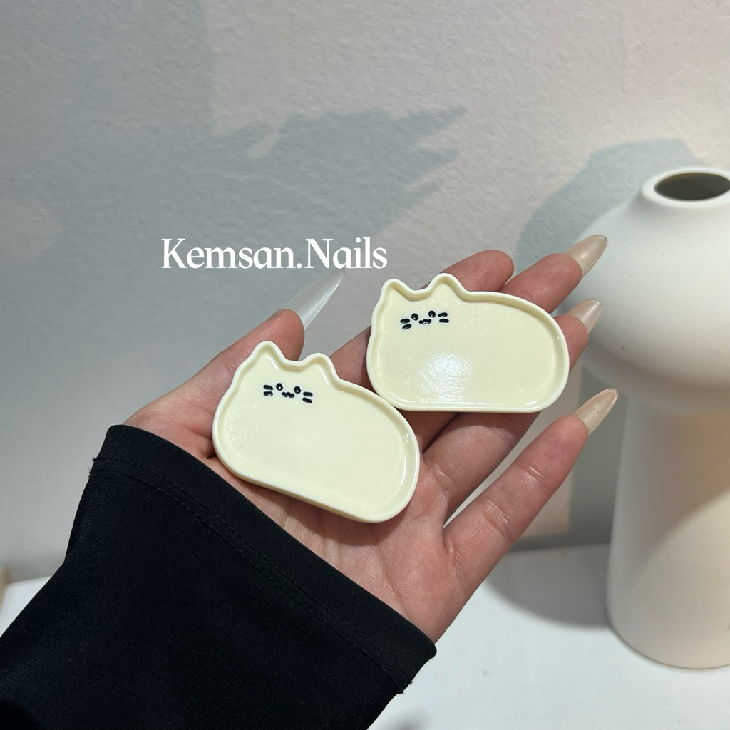 (L9) khay mini trộn màu hình mèo dễ thương trang trí nail