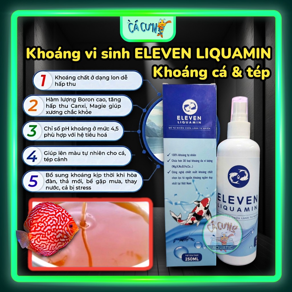 Khoáng nước vi sinh ELEVEN LIQUAMIN 250ml bổ sung vitamin khoáng cho cá, tép cảnh (CTY)