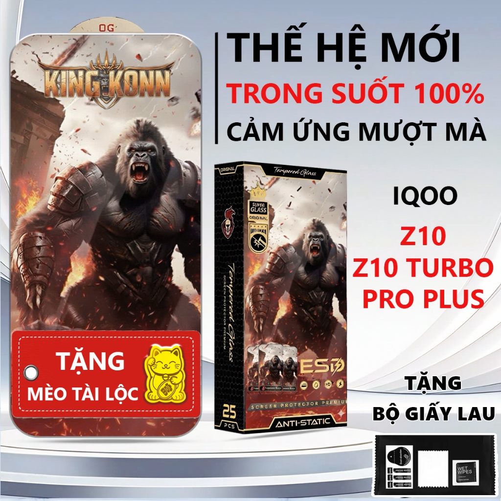Kính cường lực chiến binh IQoo Z10 Turbo/ Z10X/ Z10 Turbo Plus nano siêu mượt, hạn chế vân tay-Panca