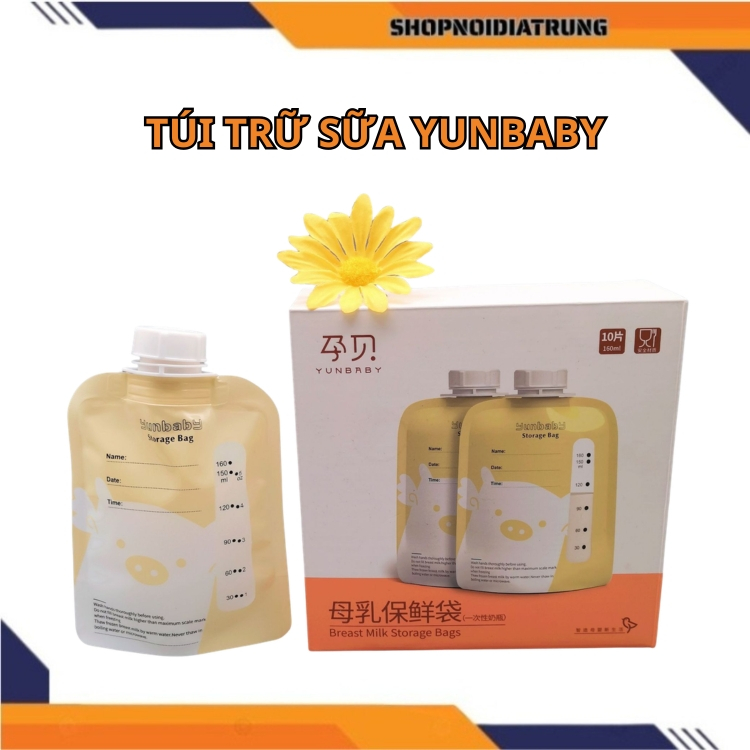 Túi Trữ Sữa Yunbaby Dạng Túi Có Nắp An Toàn Và Tiện Lợi (1 Hộp 5 Túi) Dung Tích 160ml