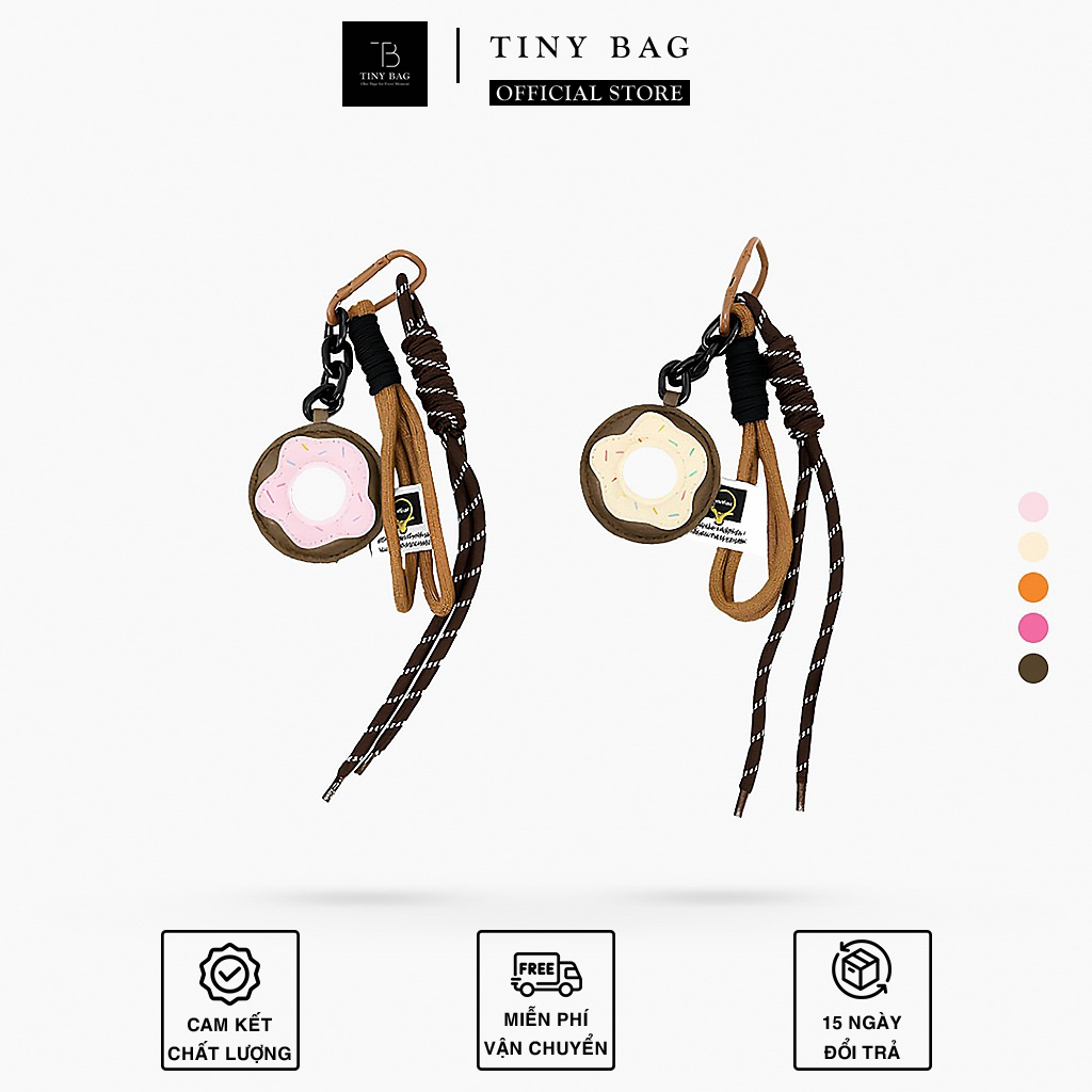 Móc khóa hình donut bằng da thời trang, charm bánh thời trang donut 5 màu mẫu mới 2026