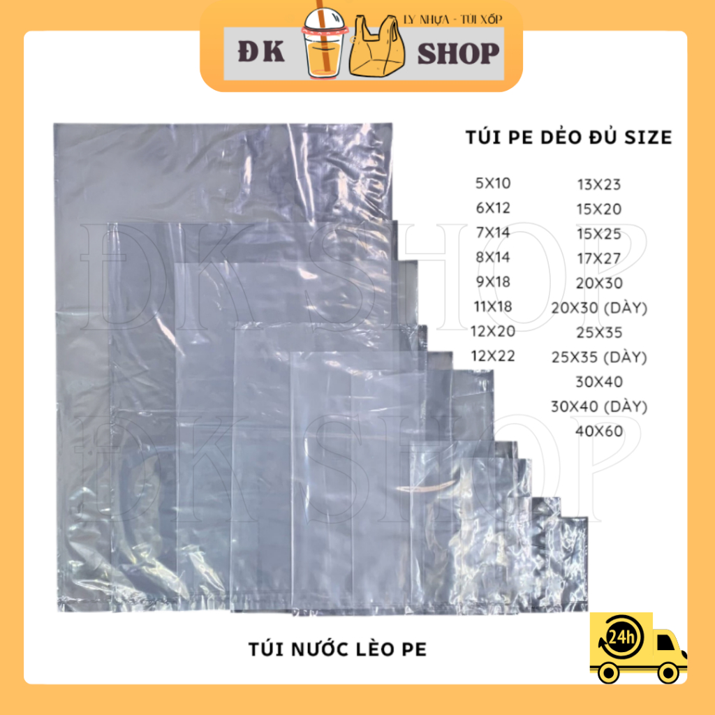 Túi Nilon PE Đựng Nước Lèo, Nước Lẩu, Nước Mắm – Túi Nilon Thực Phẩm Trong Suốt Nhiều Size, Dẻo Dai,