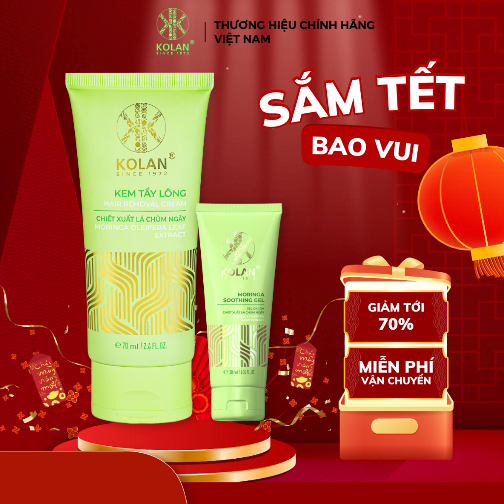 [Date 08/2026] Combo Kem Tẩy Lông KOLAN 70ml + Gel Dịu Da KOLAN 30ml