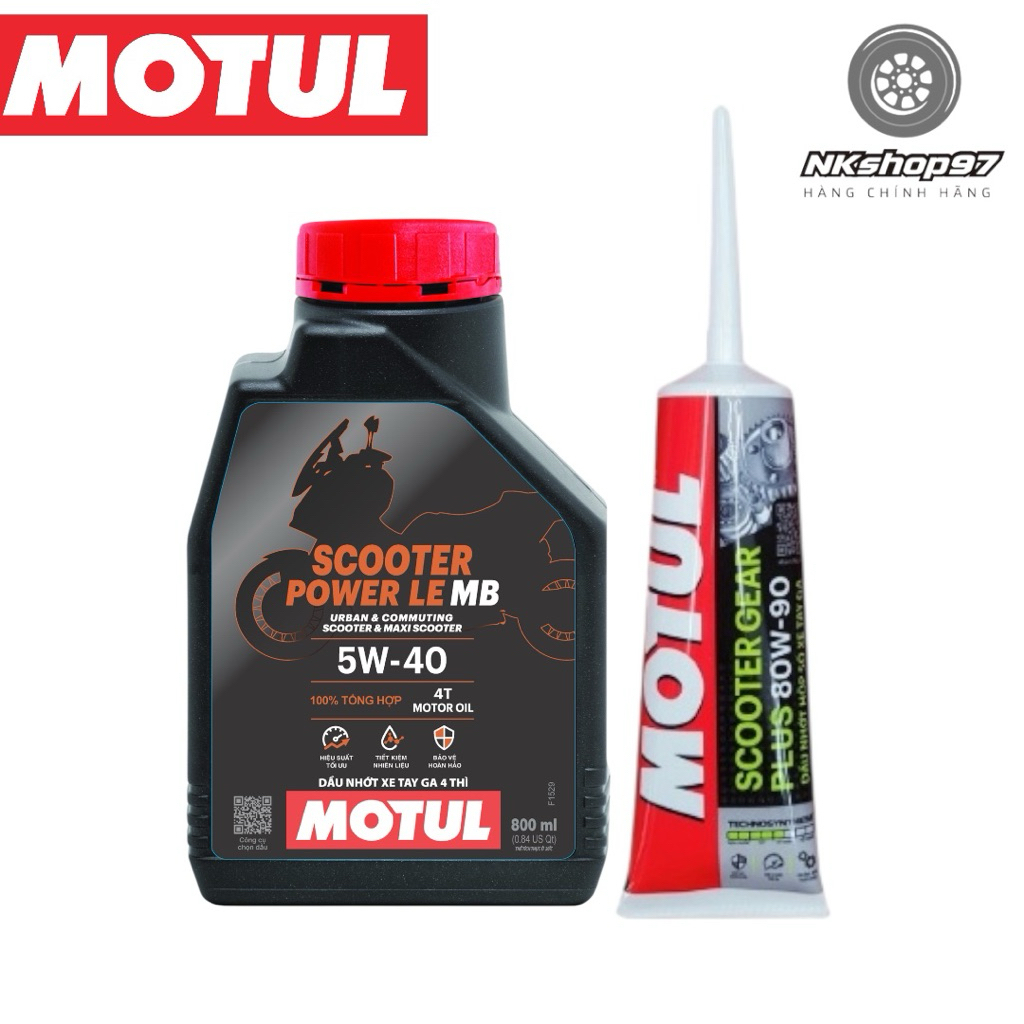 [hoả tốc]Combo nhớt xe tay ga Motul Scooter Power Le 5W40 + Láp Motul