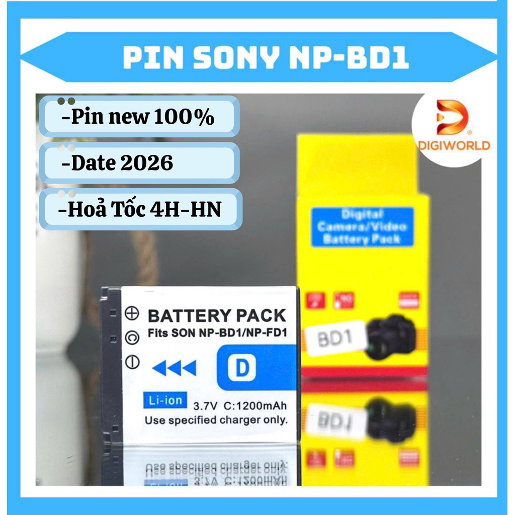 Pin Sony NP-BD1 ( pin thay thế dung lượng cao )dùng cho DSC-9100 / DSC-F88 / DSC-G1 / DSC-G3 / DSC-L
