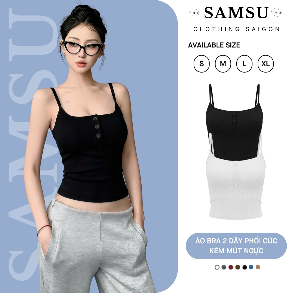 (CÓ MÚT NGỰC) Áo Bra 2 Dây Kiểu Nữ DAHIXI BR5 Chất Thun Tăm Lạnh Kèm Mút Co Giãn Cài Cúc Trước 3 Màu