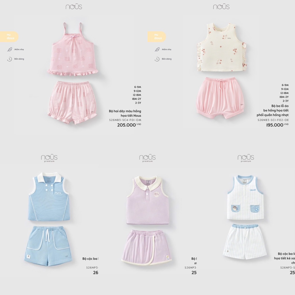 [Nous] bộ ba lỗ nous cho bé yêu mẫu mới 2025- Nous Ba Lỗ