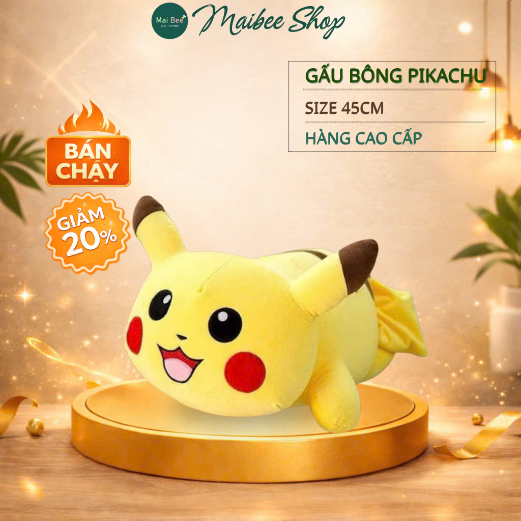 Gấu bông Pikachu 50cm, gấu bông cao cấp