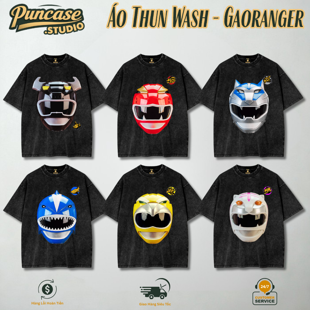 Puncase.STUDIO Áo Thun Wash Siêu Nhân Gao Gaoranger - Oversized Wash Tee