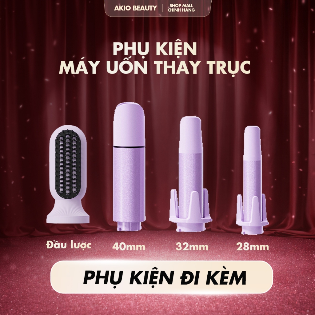 Phụ kiện máy uốn tóc xoăn tự động AKIO dành cho máy 3 trục tím 2025