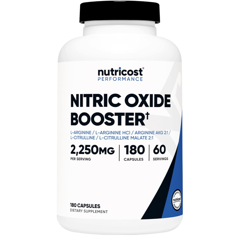 Nitric Oxide Nutricost 2250mg, 180 viên nang - 750mg mỗi viên, 60 khẩu phần - Không chứa Gluten và k