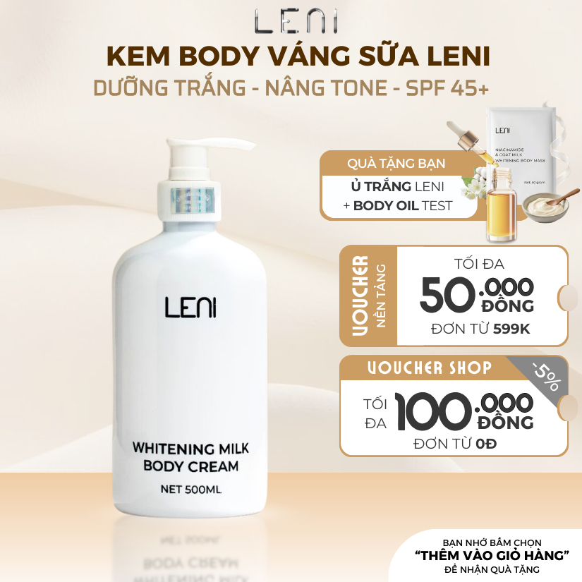 [Tặng 1 Ủ Trắng] Kem Body Váng Sữa Dưỡng Trắng Nâng Tone SPF 45+ Thẩm Thấu Nhanh - Hộp 500ml