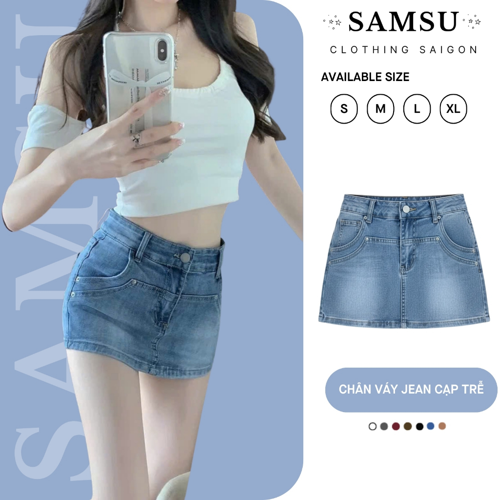 Chân Váy Jean Ngắn Bó Sát, Quần Giả Váy Sexy Cá Tính BORAM SG Samsu.clothing_saigon