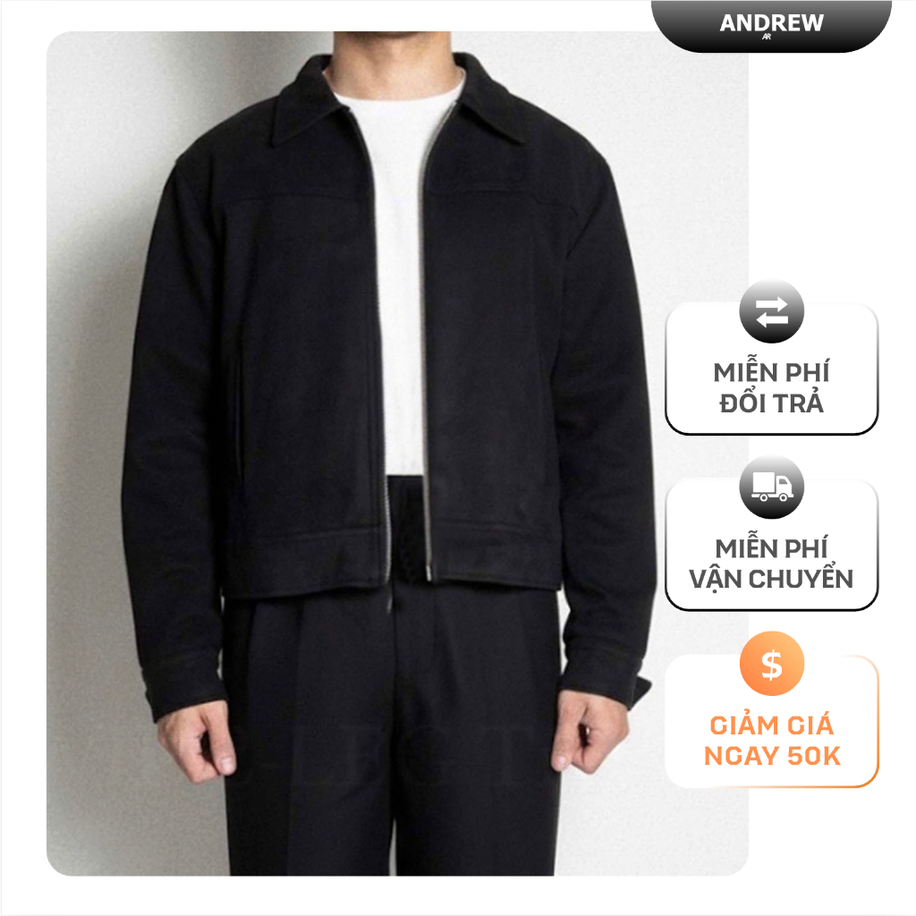 Áo khoác nam Crop ANDREW jacket suede, vải da lộn 2 lớp