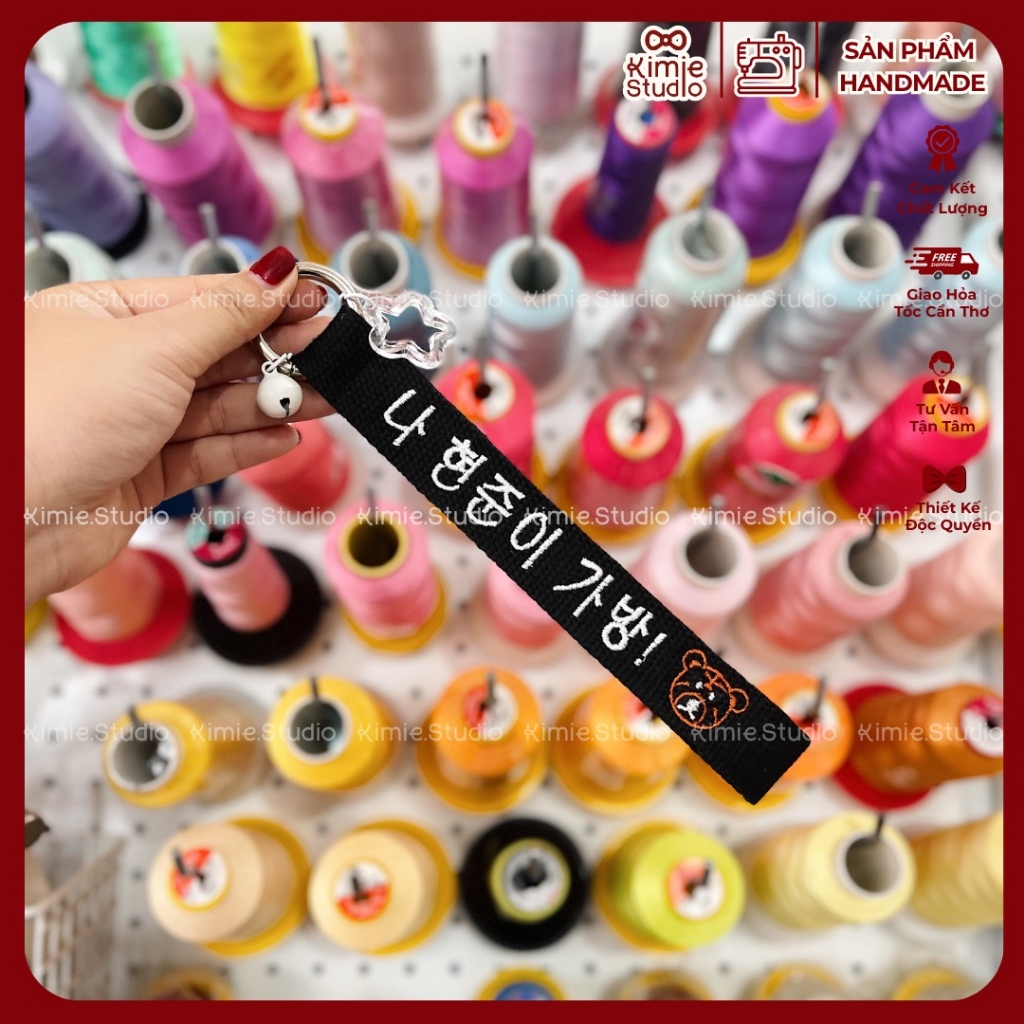 Name Tag Thêu Tên Theo Yêu Cầu | Móc Khóa Thêu Tiểu Hổ Oner | Quà Tặng Handmade | Kimie Studio