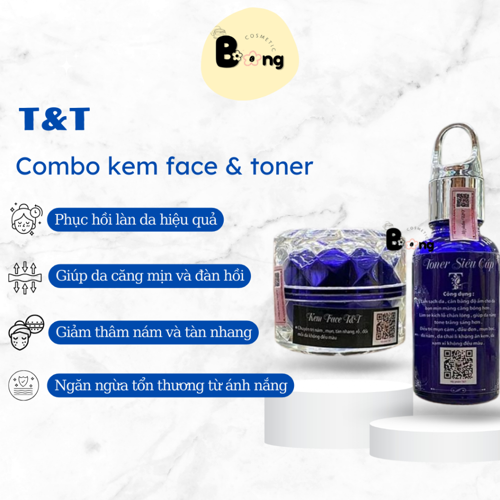 Combo Kem Face Và Toner T&T ( không hộp)