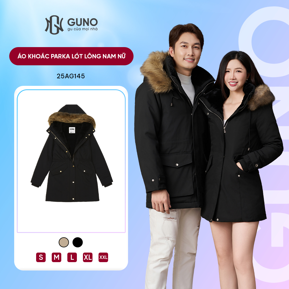 Áo Khoác Parka Nam Nữ GUNO Xịn Lót Lông Cao Cấp Túi Hộp Có Mũ Siêu Ấm Thời Trang SP5 25AG145/AB148