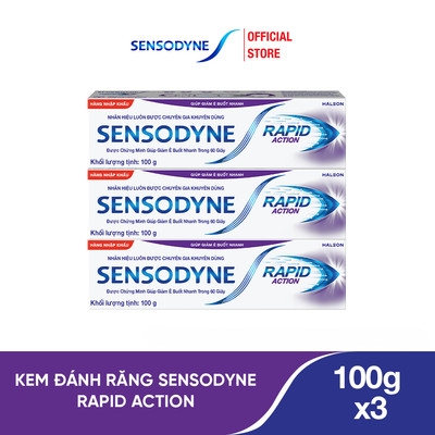 Bộ 3 Kem đánh răng SENSODYNE Rapid Action 100g giúp giảm ê buốt nhanh
