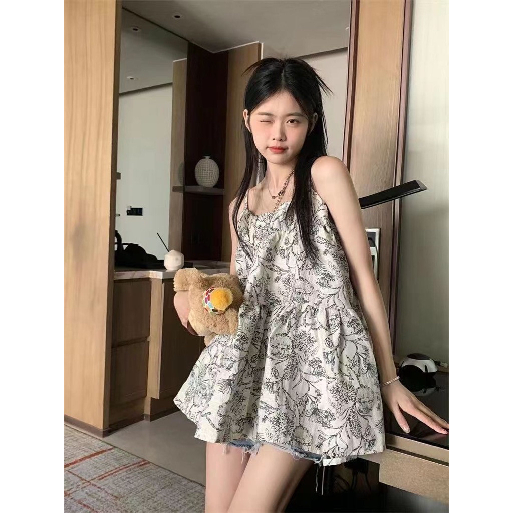 váy 2 dây babydoll dáng xoè xinh xắn, áo 2 dây sợi bún dáng babydoll, đầm babydoll dáng xoè