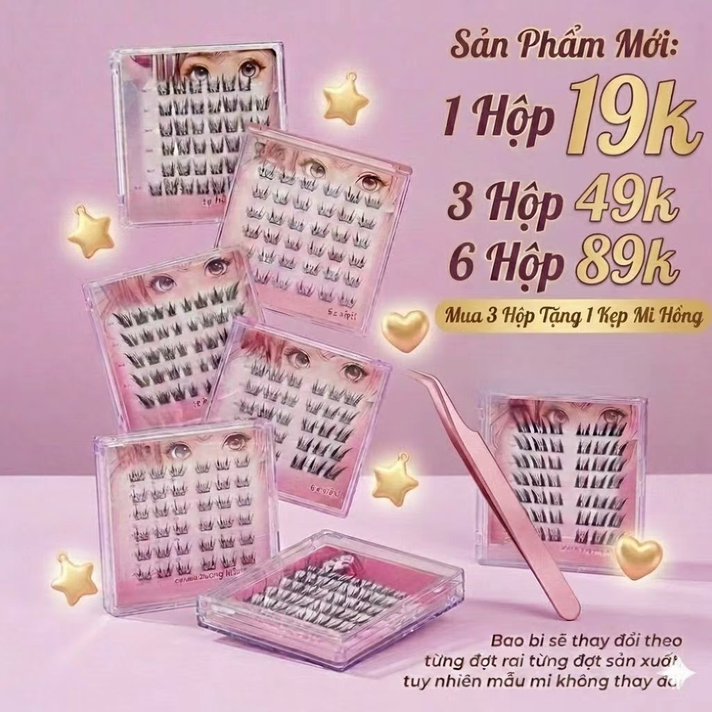 [89k/ 6 Hộp] Lông Mi Giả KHÔNG sẵn keo Look at me Star (mua 6 hộp tặng 1 nhíp +1 keo)