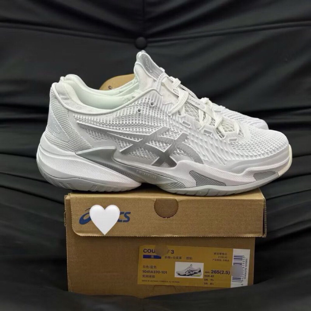 Giày thể thao chạy bộ pickeball tenis Asics Gel FF3 trắng full