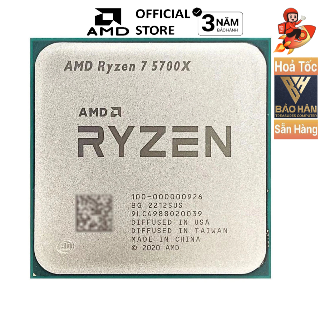 Bộ Xử Lý CPU AMD RYZEN 7 5700X TRAY ( NO BOX)  - Chính Hãng, BH 36 Tháng