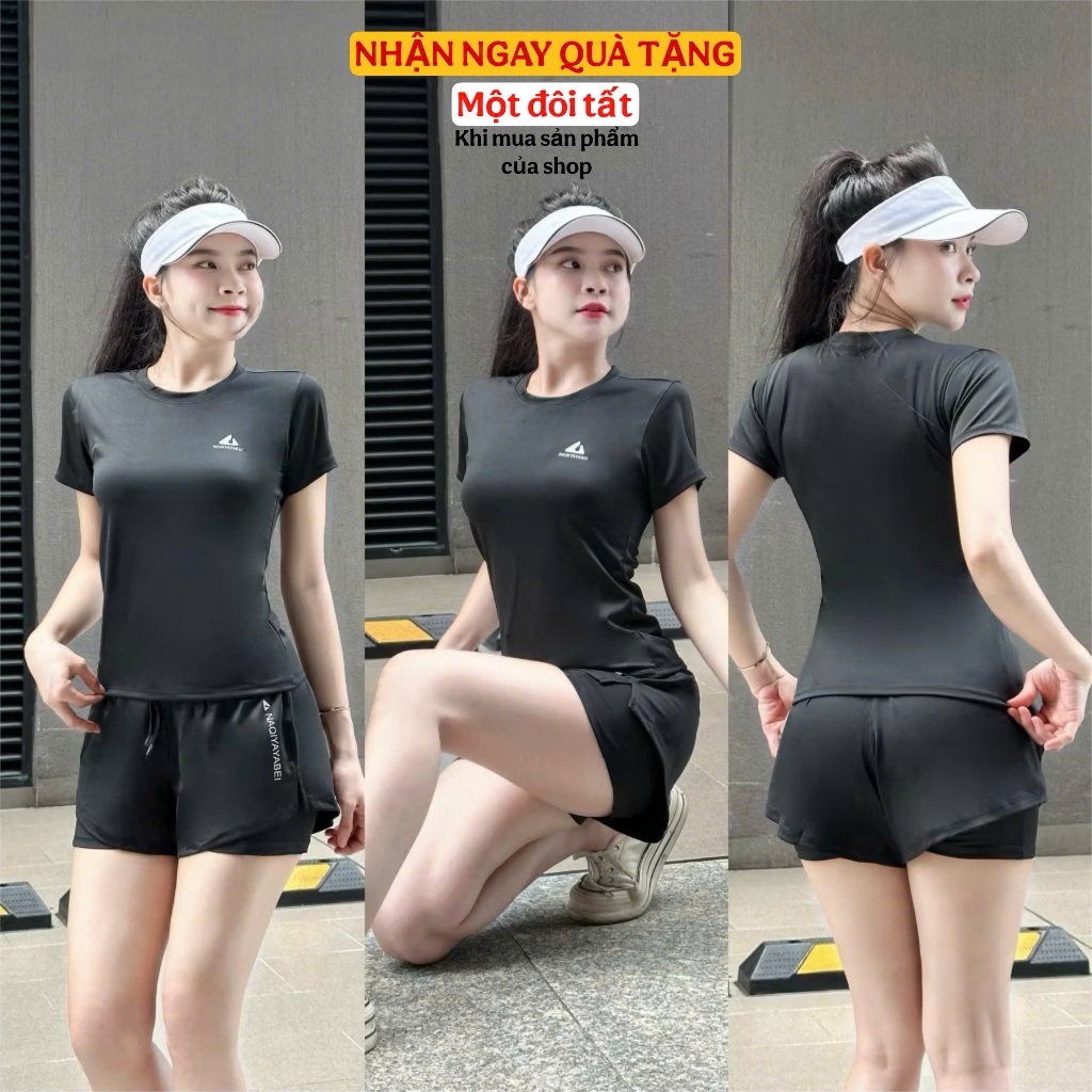 [Có Túi Sườn] Bộ Tập Nhảy Erobic, Bộ Tập Gym Yoga Nữ, Đi Bộ Chạy Bộ, Chất Đẹp Áo Phùng Bụng, Quần 2 Lớp. Mmesport - NT05