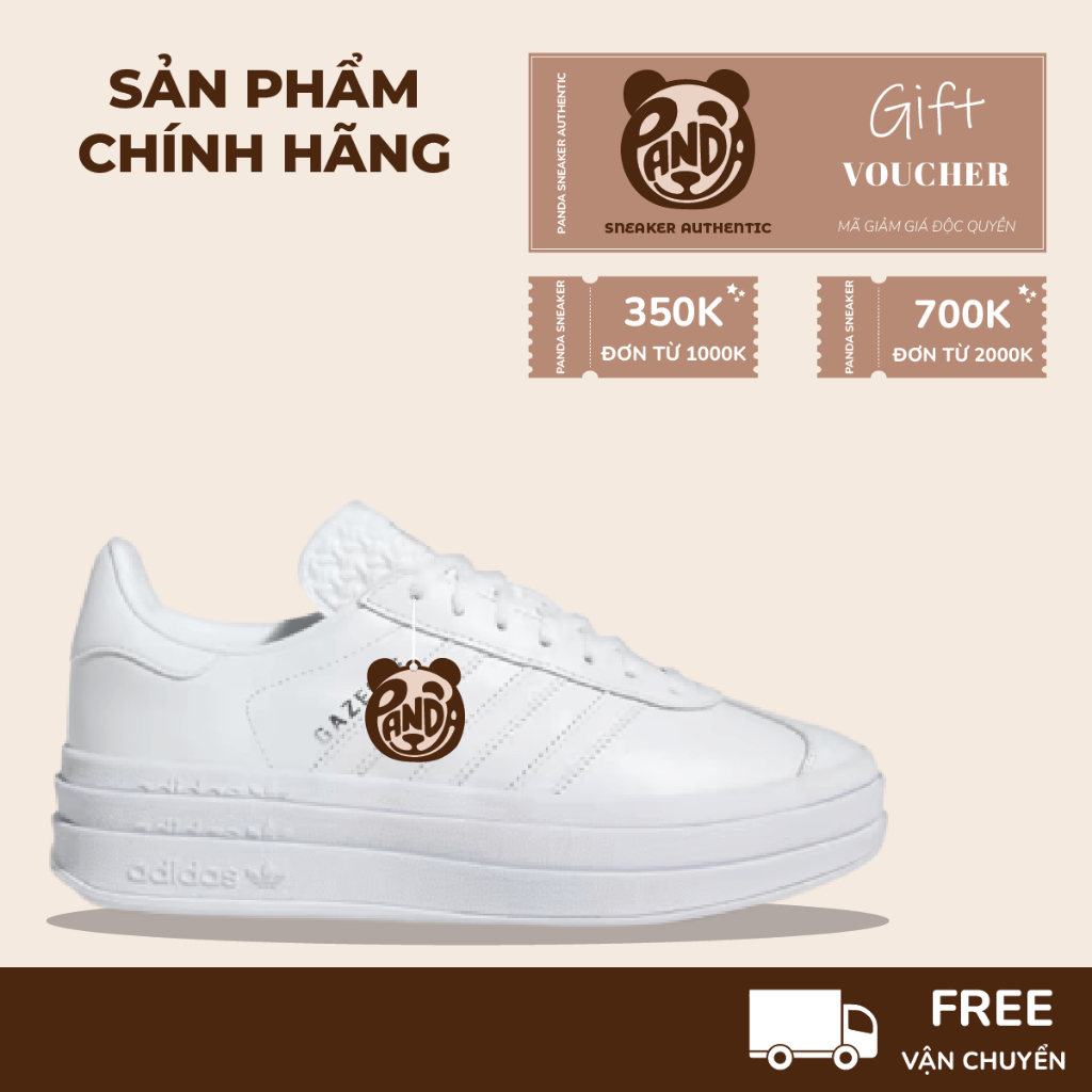 | Panda CHÍNH HÃNG | Giày sneaker adidas Gazelle Bold đế cao 'All White' - Xả Kho
