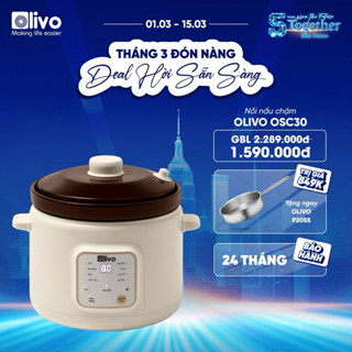 [CHÍNH HÃNG] Nồi Nấu Chậm Dưỡng Sinh OLIVO OSC30 Kho Hầm Đa Năng - Dung Tích 3L - Bảo Hành 24 Tháng
