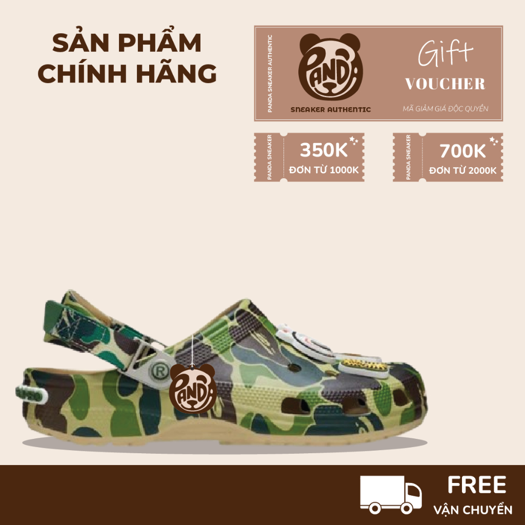 | Panda CHÍNH HÃNG | Giày Clog Unisex X BAPE Green Camo