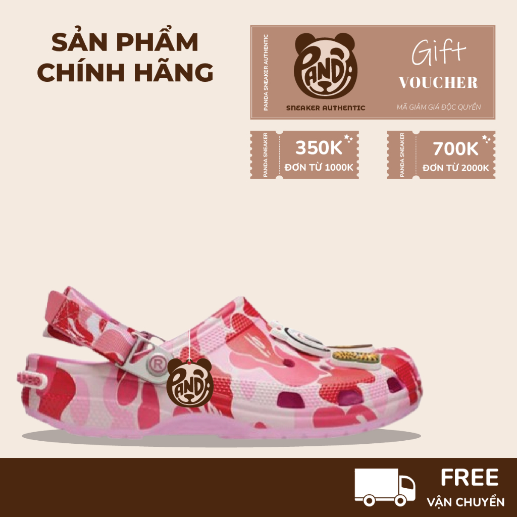 | Panda CHÍNH HÃNG | Giày Clog Unisex X BAPE Pink Camo