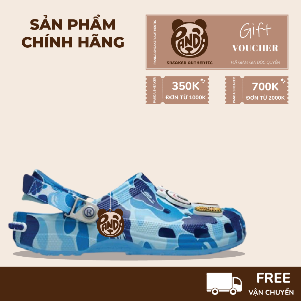 | Panda CHÍNH HÃNG | Giày Clog Unisex X BAPE Blue Camo