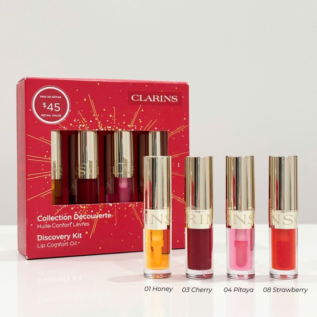 [CHÍNH HÃNG] Set 4 Thỏi Son Dưỡng Clarins Dạng Dầu Mini Cho Hiệu Ứng Đôi Môi Căng Mọng, Quyến Rũ Cla