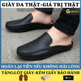 Giày sục nam da thật nguyên tấm 100% đế cao su bảo hành 1 năm TK0101