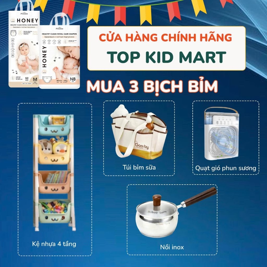 (Combo 3 bỉm HONEY) Bỉm Tã HONEY Premium dán quần đủ size cho bé
