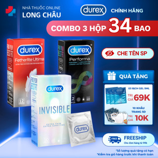 Combo Bao cao su BCS Durex siêu mỏng Invisible, gân gai, kéo dài Performa, Fetherlite, Kingtex, Fetherlite Ultima