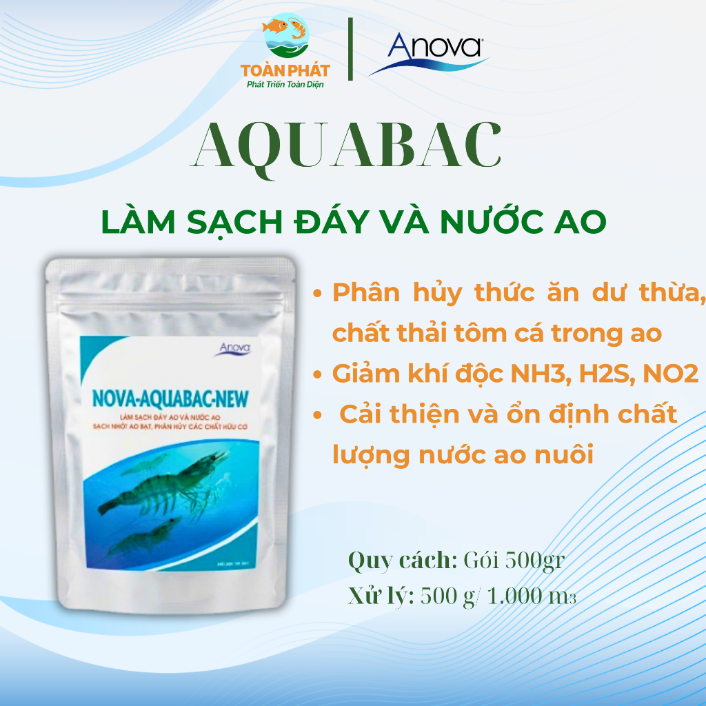 Anova Aquabac New - LÀm sạch đáy, thức ăn dư thừa, phân hủy khí độc, gói 500gr