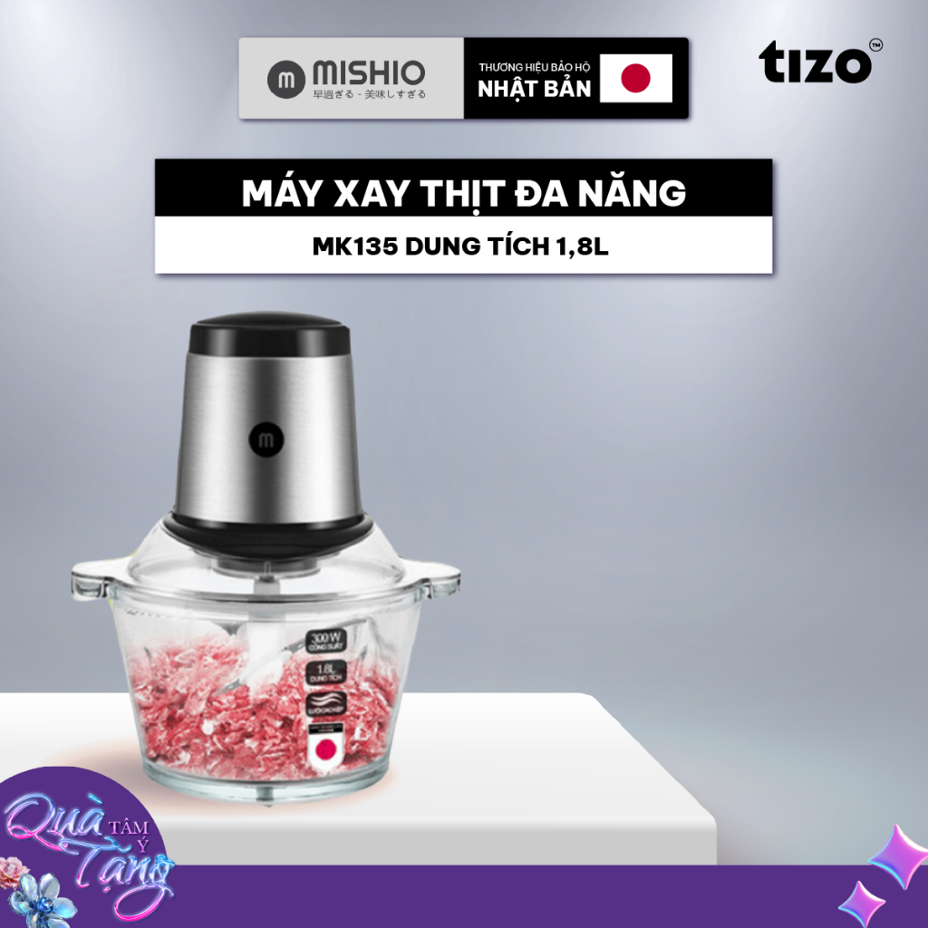 Máy Xay Thịt Đa Năng MK135 Dung Tích 1.8L Công Suất 500W 2 Tốc Độ Xay Cối Thủy Tinh An Toàn Tiện Lợi
