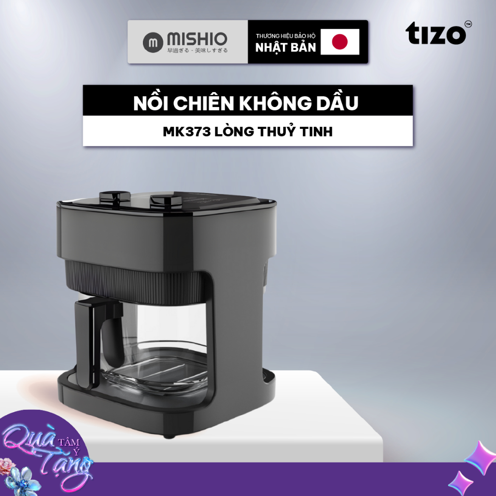 Nồi Chiên Không Dầu Lòng Thuỷ Tính Mishio MK373 07 Lít Không Bong Tróc Gỉ Sét