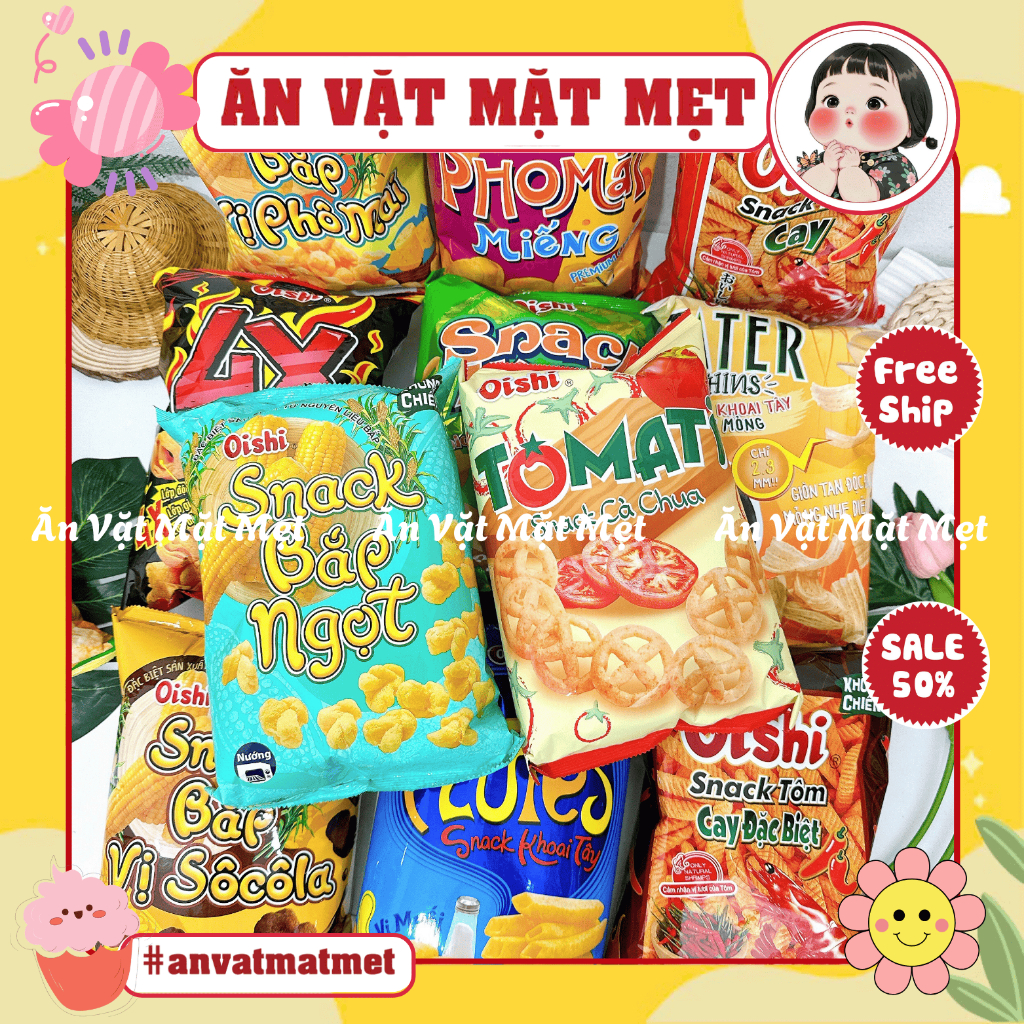 (GÓI KHỔNG LỒ 68G) Bim bim Oishi đủ vị hàng chính hãng