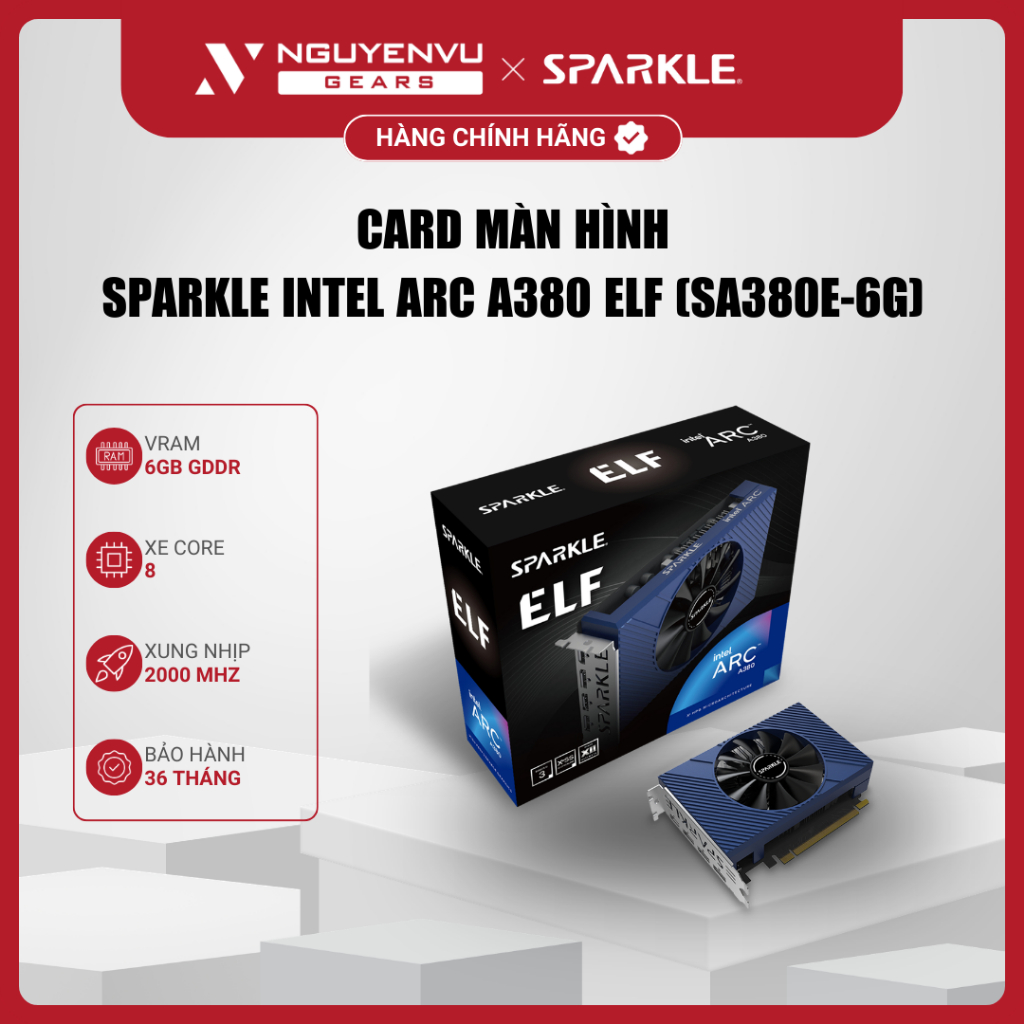 Card đồ họa SPARKLE Intel Arc A380 ELF 6GB GDDR6 (SA380E-6G) - Bảo Hành 36 Tháng