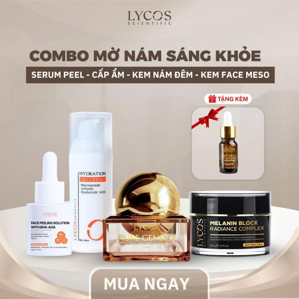 LYCOS CHÍNH HÃNG Combo Mờ Nám Sáng Khỏe 4 Bước Lycos – Peel Da, Phục Hồi Da Yếu, Giảm Thâm Nám – Lyc