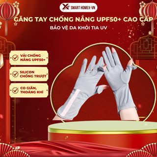 Găng tay chống nắng, chống tia UV chất thun lạnh, thiết kế đệm silicon chống tuột và mở đầu ngón tay tiện lợi