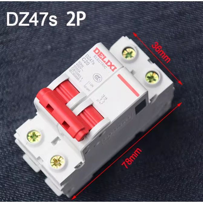 Aptomat 2P 10A-63A Delixi DZ47s 6KA – MCB Chống Quá Tải, Chống Chập Điện, Lắp Thanh DIN