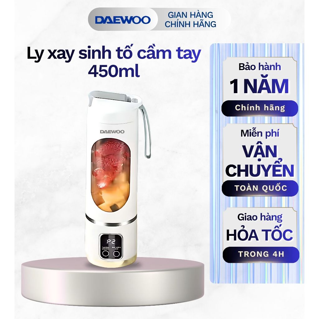 Máy xay cầm tay DAEWOO DWBL-4515 (450ml) - Ly xay trái cây thông minh, nhỏ gọn, tiện lợi
