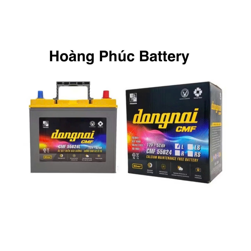 Bình ắc quy 12v miễn bảo dưỡng đồng nai CMF 55B24L 52ah (cọc nhỏ) dùng xe XL7, XPANDER,HONDA CITY...