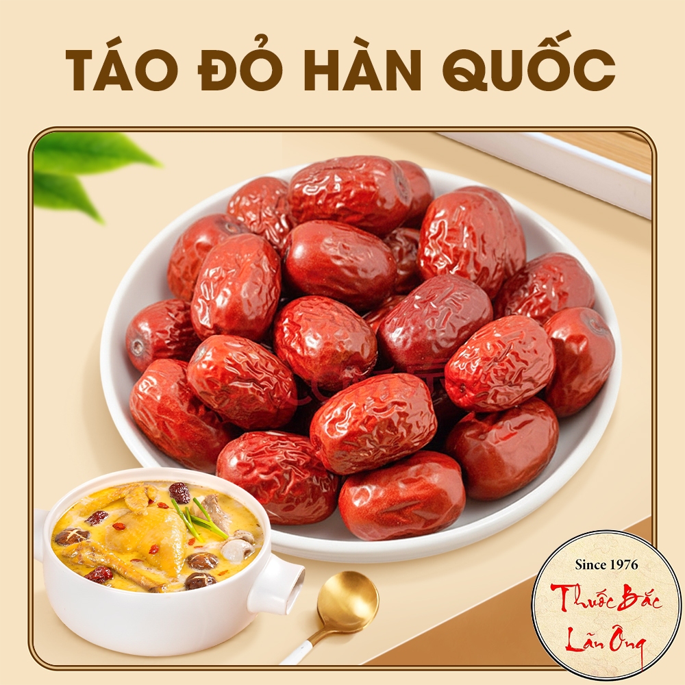 Táo đỏ Hàn Quốc sấy khô 500g, pha trà, ăn vặt, hầm canh thơm ngon bổ dưỡng - Lãn Ông