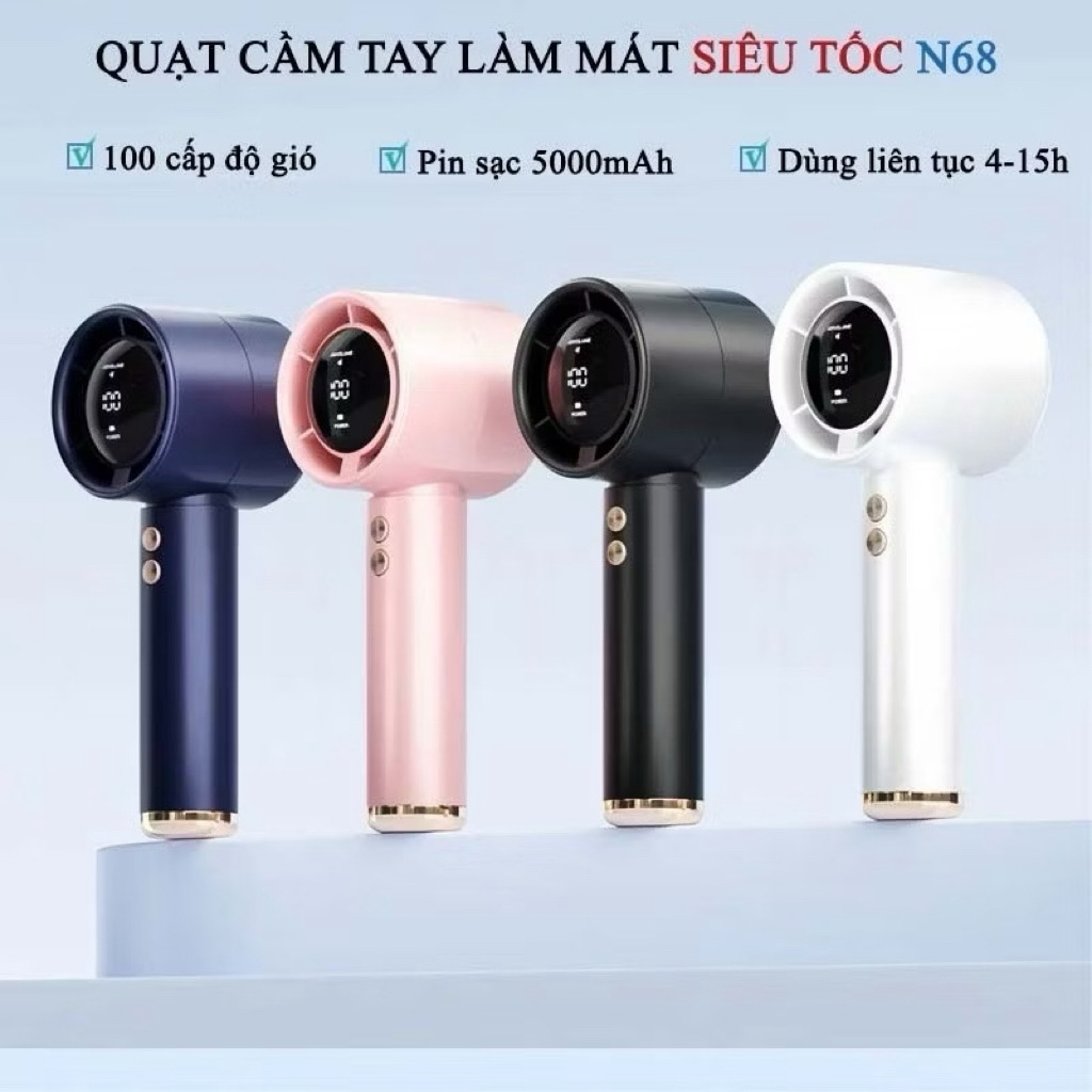 Tặng stiker b3 Quạt mini 5000mAh N68 M2 di động cầm tay có thể sạc gió mạnh 100 tốc độ turbo phản lực
