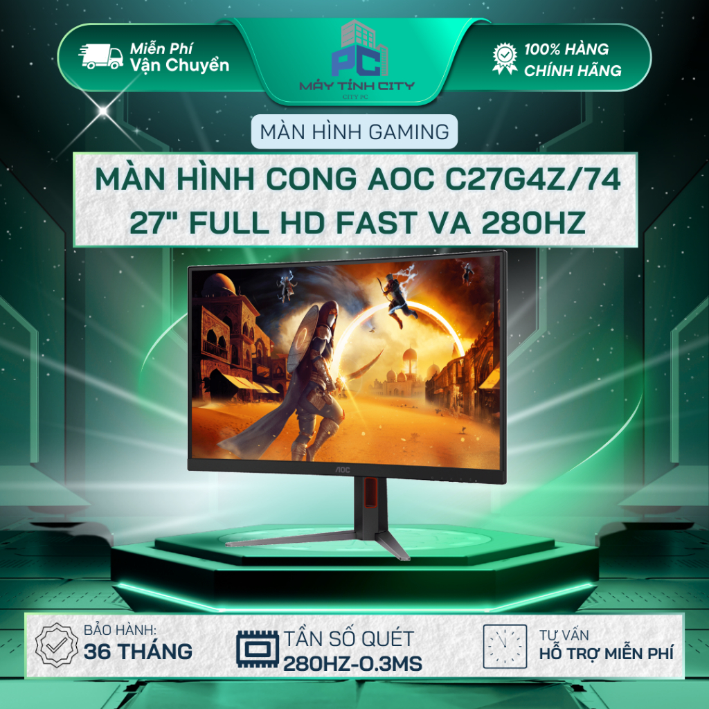 Màn hình Gaming AOC C27G4Z/74 (27 inch, Full HD, Fast VA, 280Hz, 0.3ms, cong) - NEW